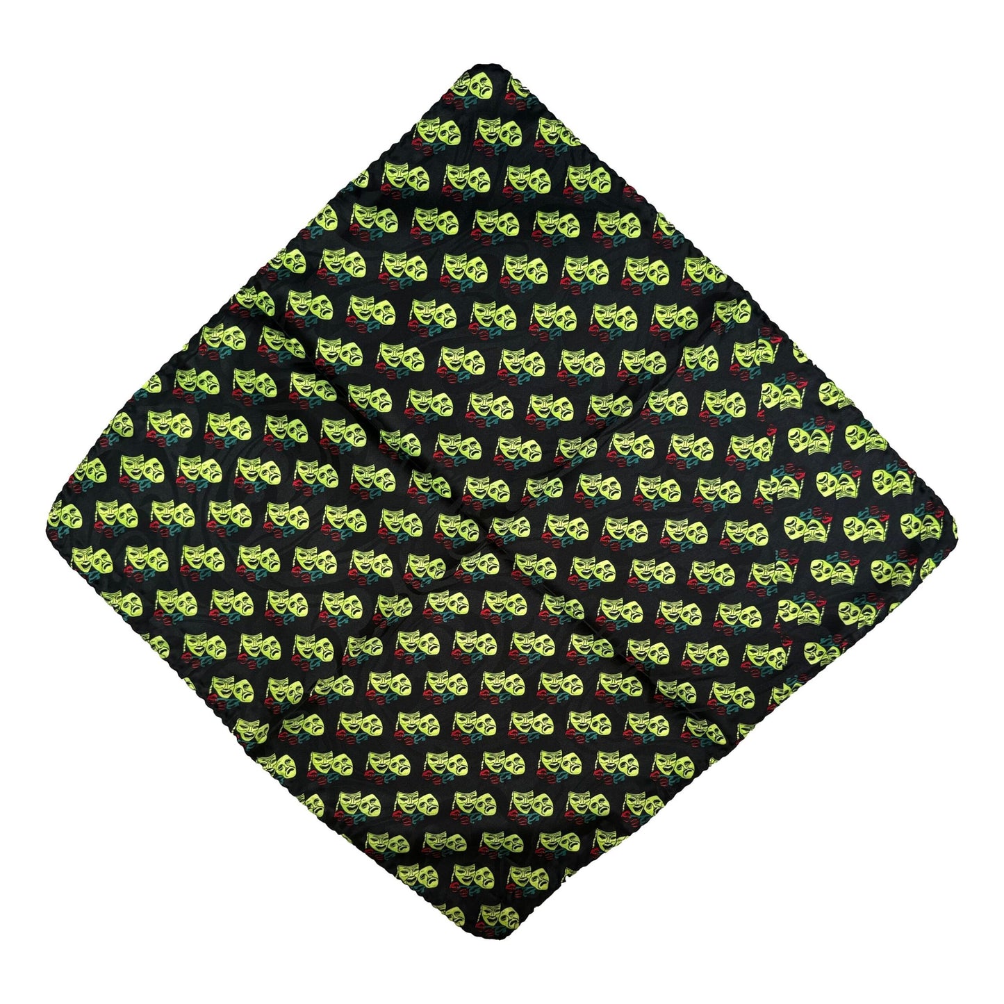 Green Theatre Masks 100% Polyester Black Pocket Handkerchief image 0