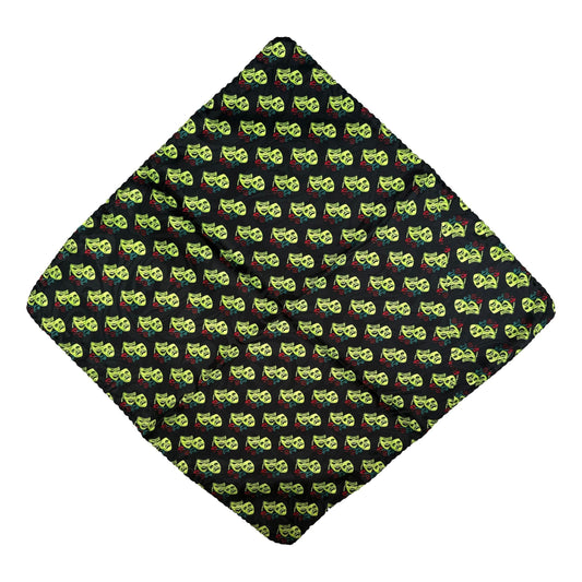 Green Theatre Masks 100% Polyester Black Pocket Handkerchief image 0