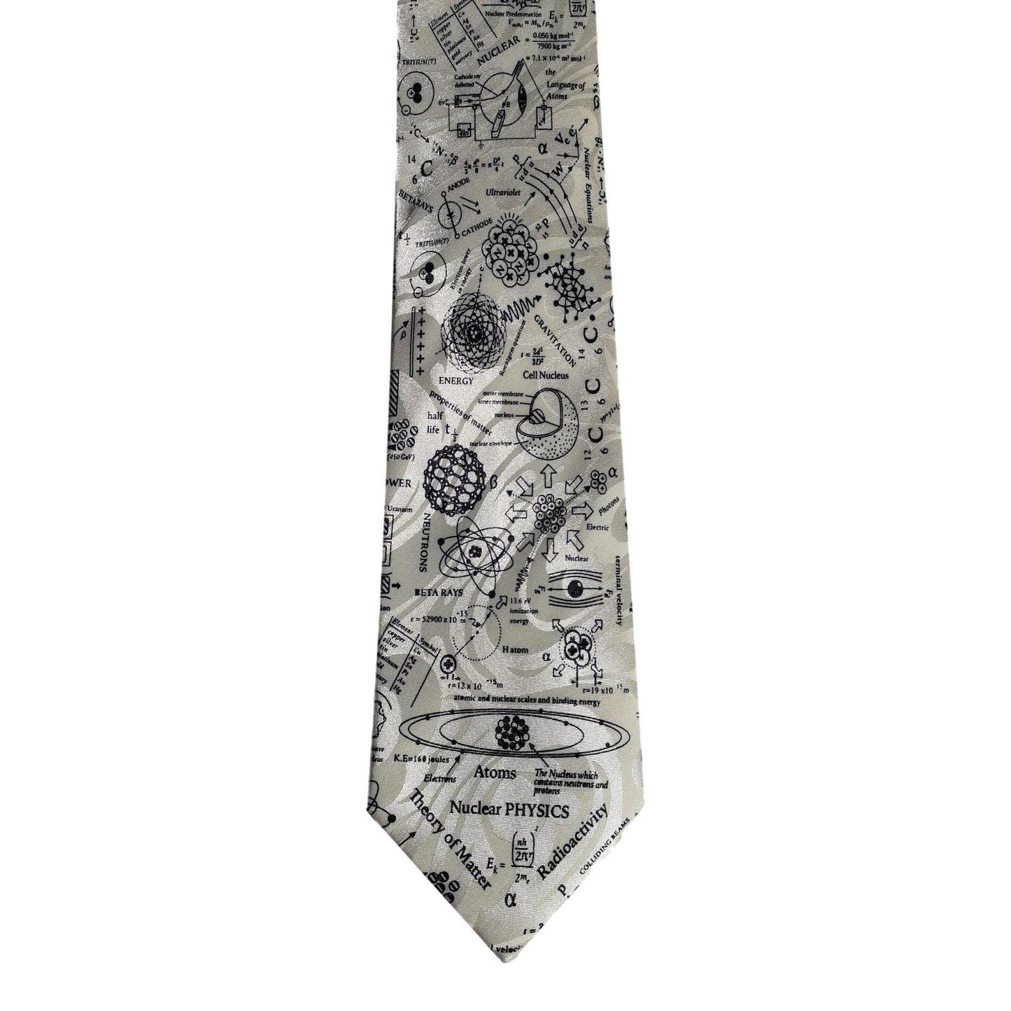 Nuclear Physics Scientist Teacher Student Polyester Tie sleeved with hook-Cream image 1