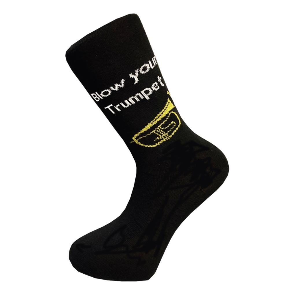 Blow Your Trumpet Black Cottonrich Unisex Novelty Ankle Socks Adult Size 6-11 image 0