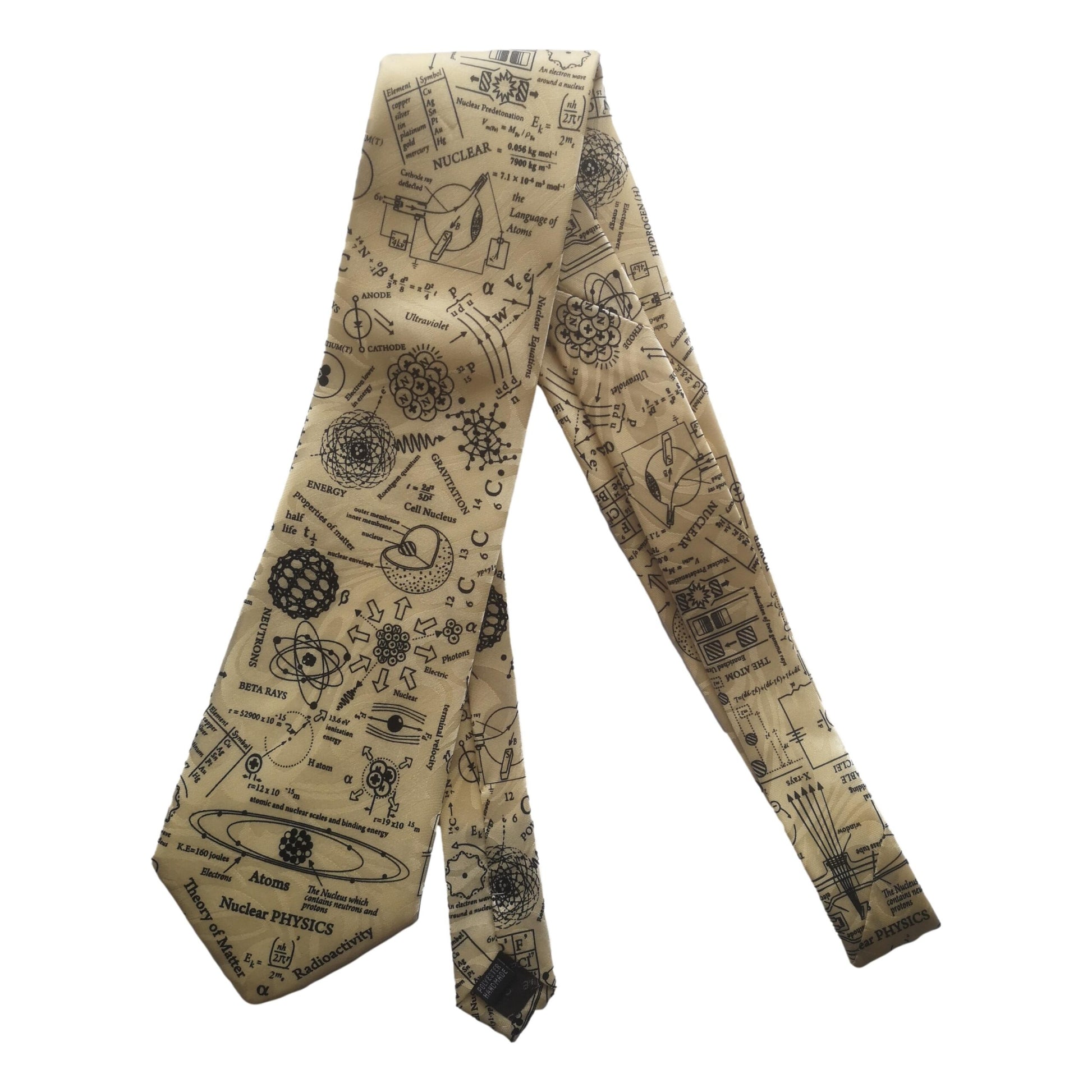 Nuclear Physics Scientist Teacher Student Polyester Tie sleeved with hook-Cream image 0