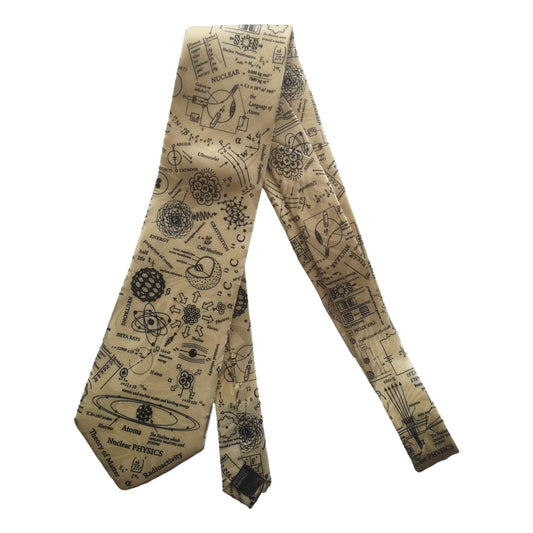 Nuclear Physics Scientist Teacher Student Polyester Tie sleeved with hook-Cream image 0
