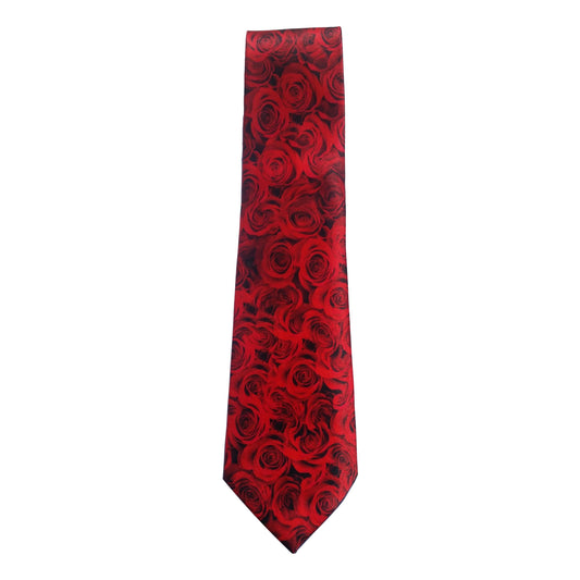 Red Roses repeating 100% Polyester Classic Tie image 0