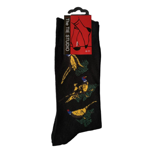 Pheasants on grass Game Birds Unisex Novelty Ankle Socks Adult Size 6-11 image 0