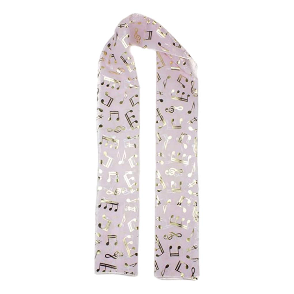 Treble Clef & Music Notes gold/silver reversible pale pink scarf image 1
