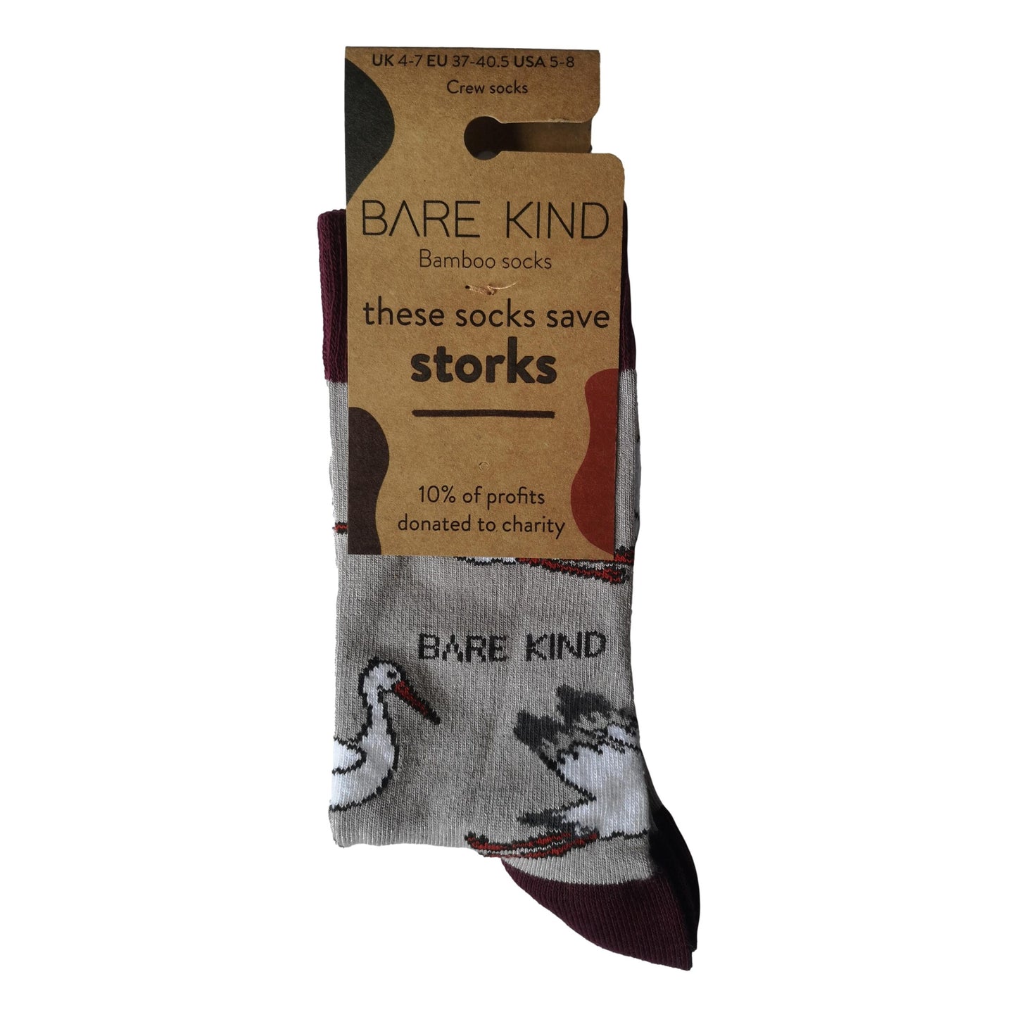 Save The Storks Pale Grey Unisex Novelty Ankle Socks Adult UK Size 4-7 image 1