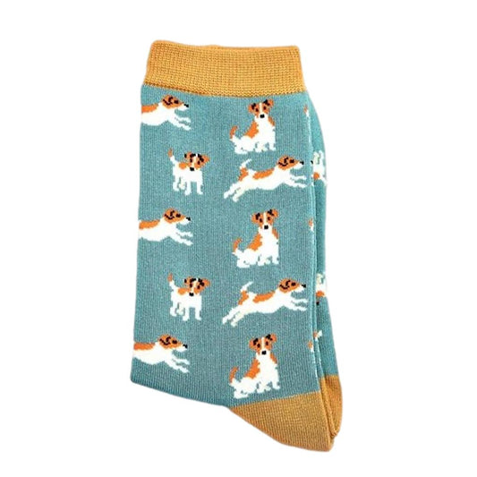 Jack Russell Dog Turquoise Womens Novelty Ankle Socks Adult One Size image 0