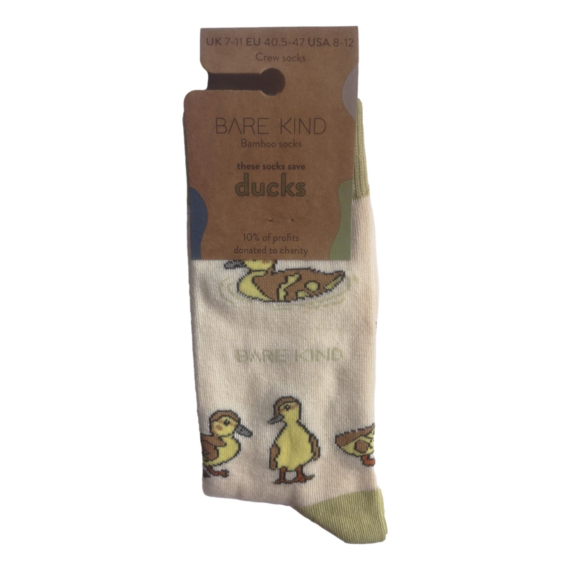 Save The Ducklings Cream Unisex Novelty Crew Socks Adult UK Size 7-11 image 1