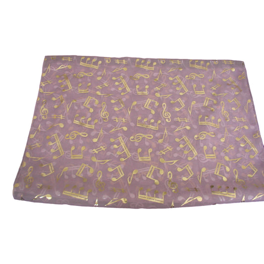 Treble Clef & Music Notes gold/silver reversible plum scarf image 0