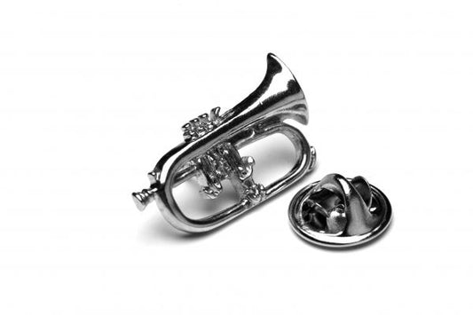 Polished Flugel Horn silver-plated pin badge gift musician conductor teacher student image 0