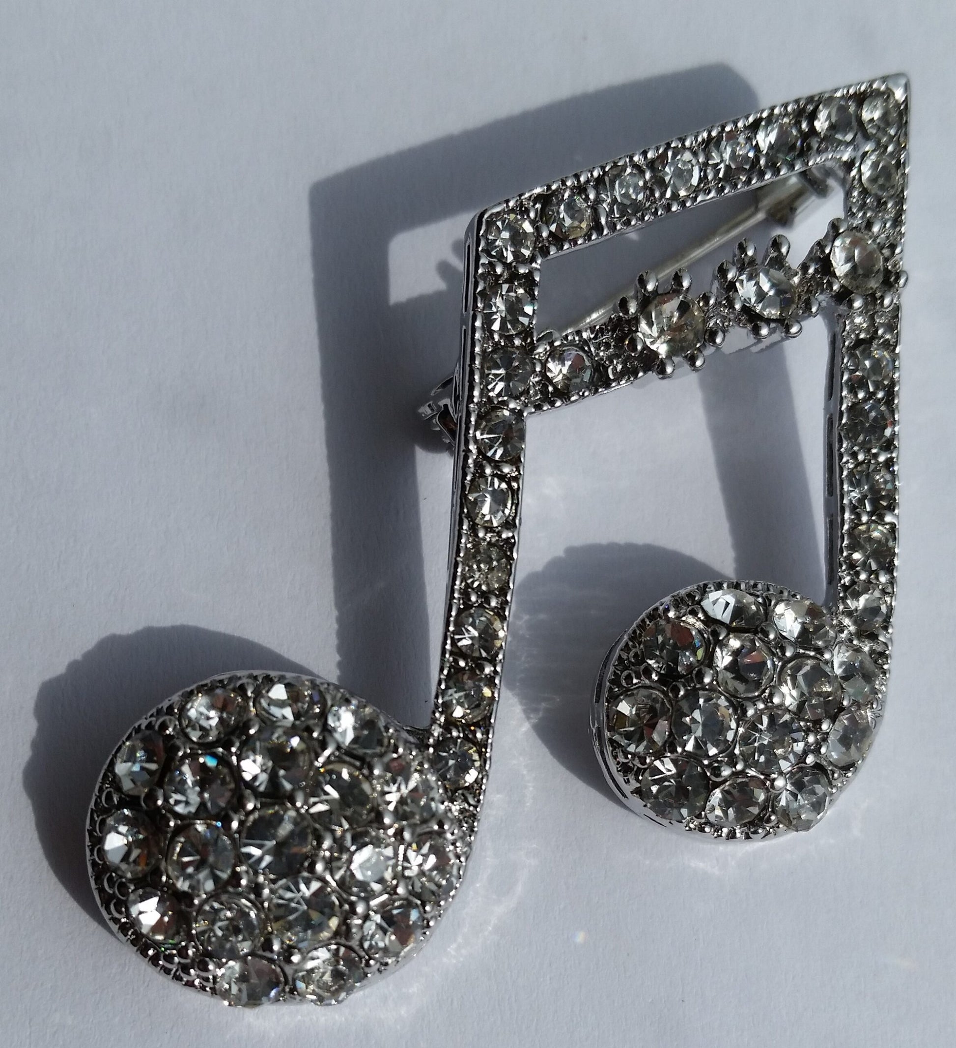 Semiquavers silver-plated diamante pin brooch image 2