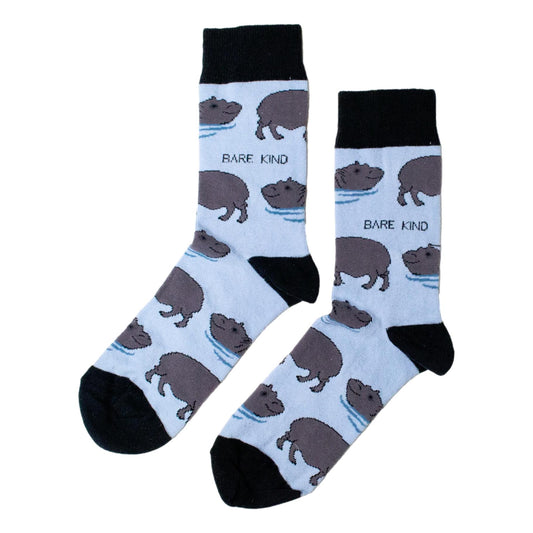 Save The Hippos Pale Blue Womens Novelty Ankle Socks Adult One Size image 0