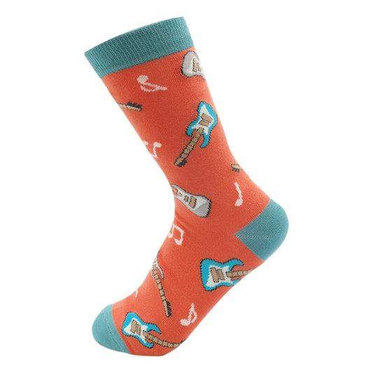 Electric Guitars on Orange Womens Novelty Ankle Socks Adult One Size image 0