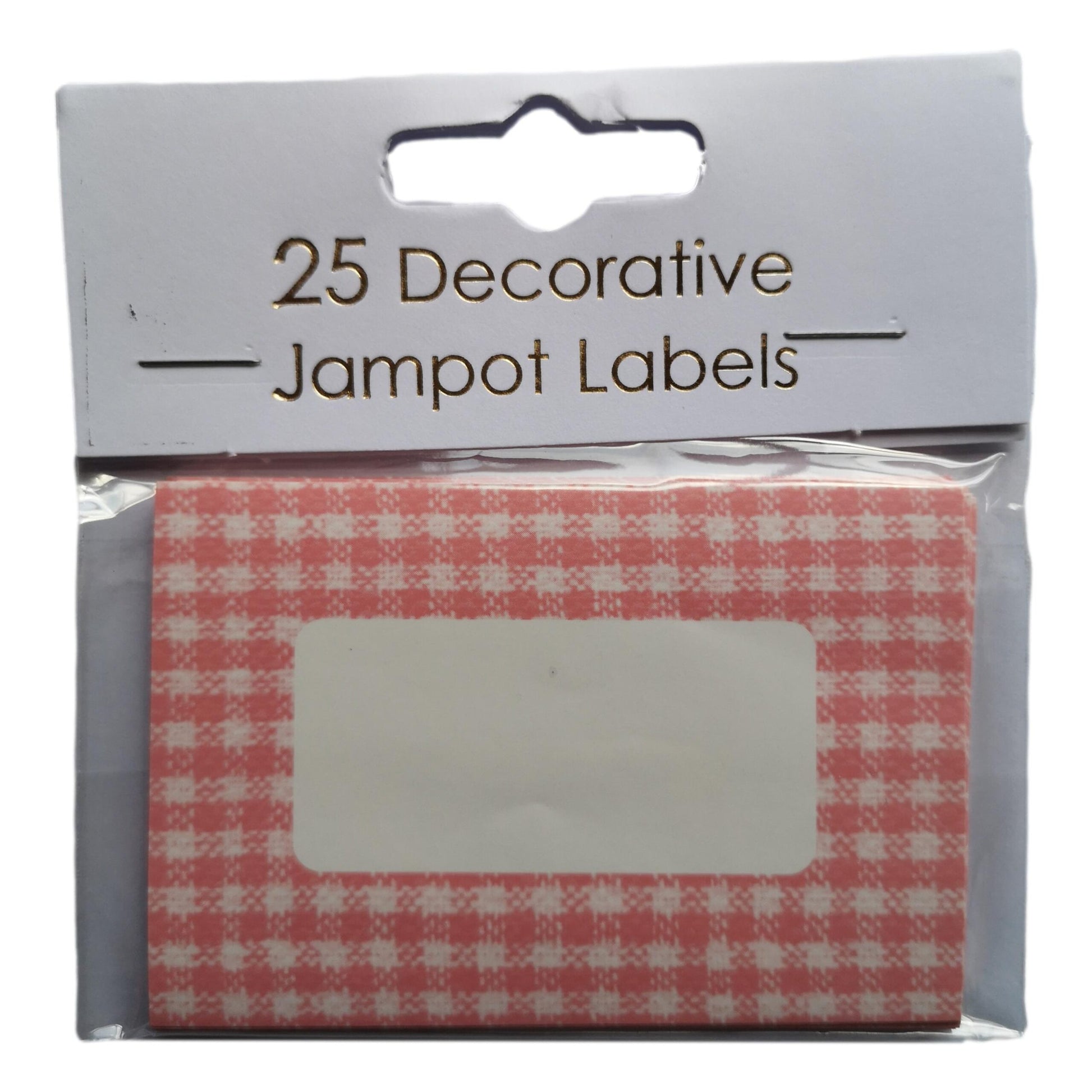 25 Pale Pink Gingham Decorative Self-Adhesive Jam Pot Labels image 0