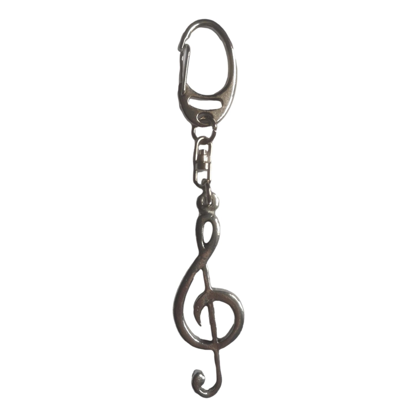 Large Treble Clef pewter metal keyring image 0