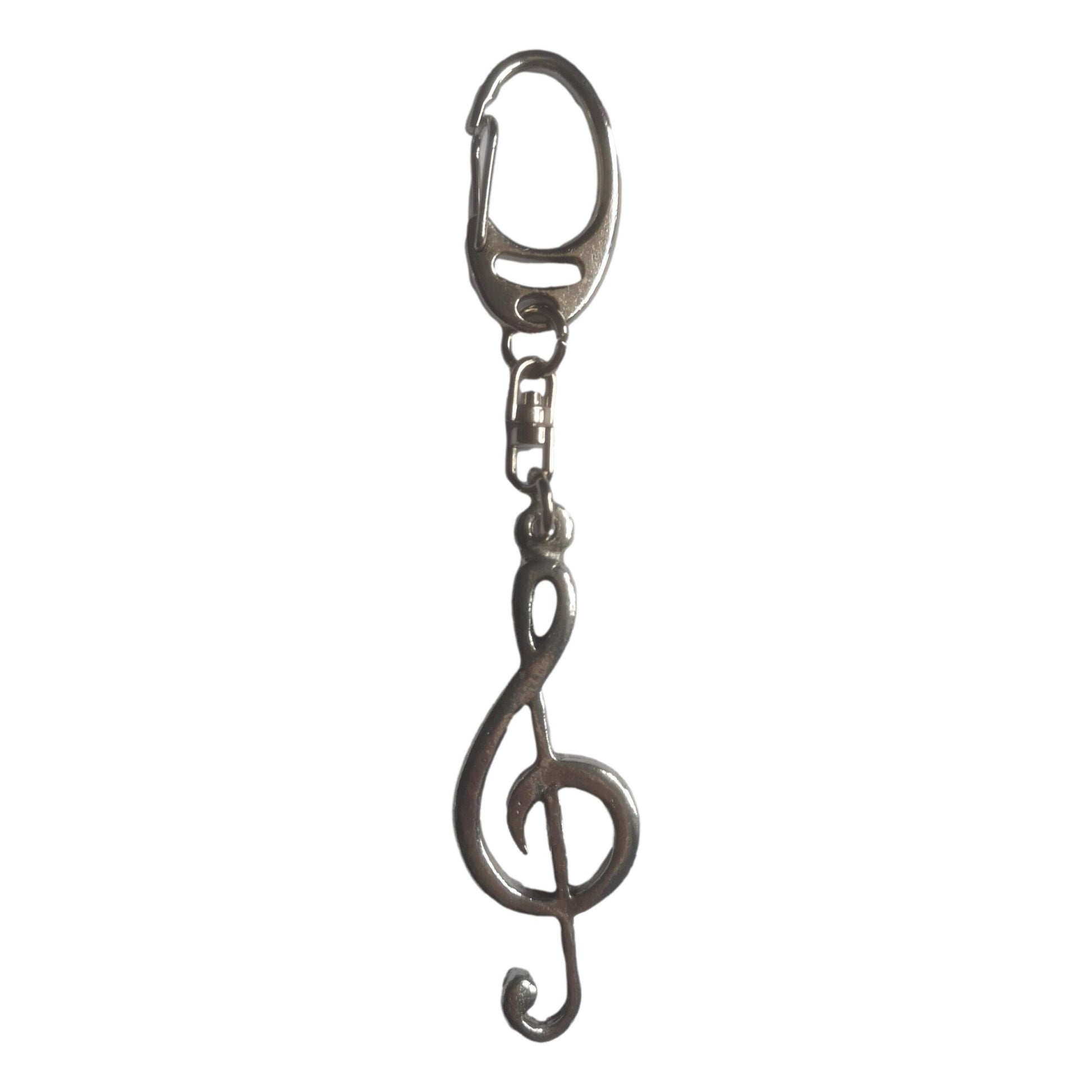 Large Treble Clef pewter metal keyring image 0