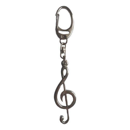 Large Treble Clef pewter metal keyring image 0