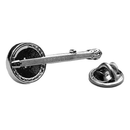 Polished Banjo silver-plated pin badge gift musician conductor teacher student image 0