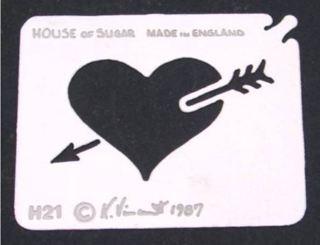 Stainless steel Arrow through Heart H21 cake decorating / card making stencil image 0
