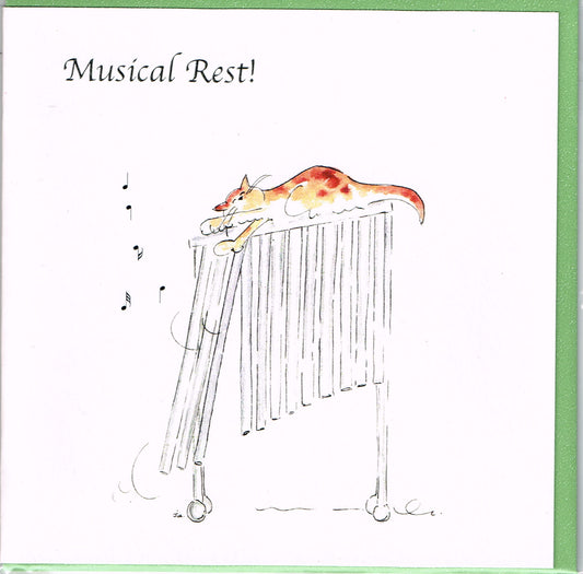 A Jill Latter designed Musical Rest cat card image 0