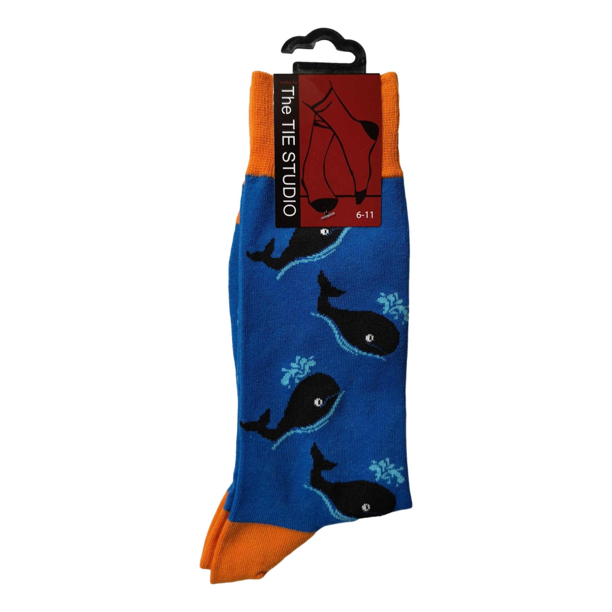 Spouting Whales on Blue Unisex Novelty Ankle Socks Adult Size 6-11 image 0
