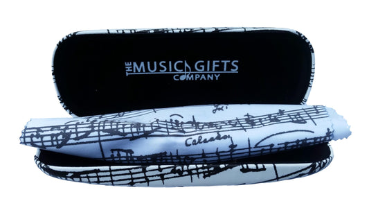 Music Manuscript White Flock-lined Glasses Case image 0