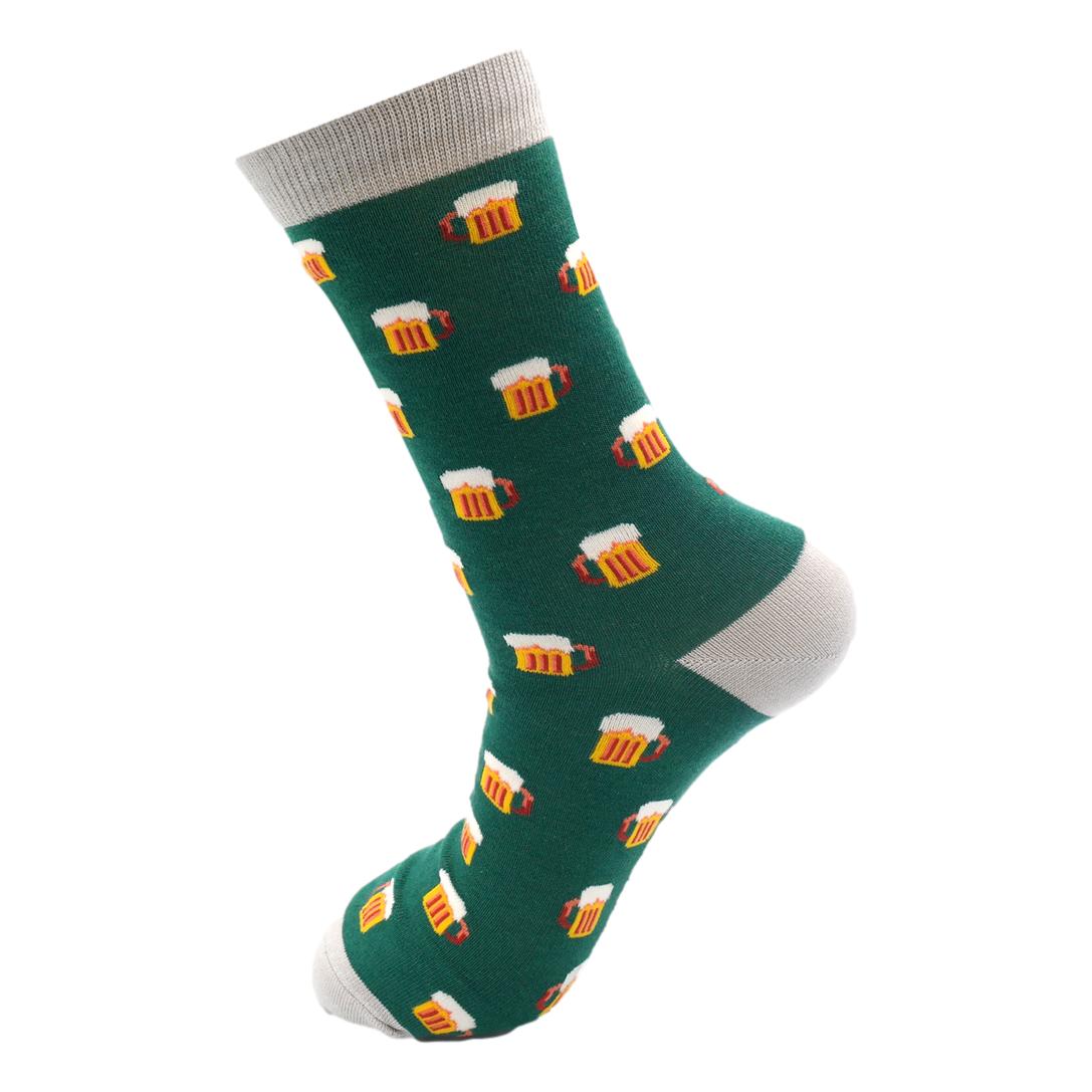 Beer Mugs on green Mens Novelty Ankle Socks Adult One Size image 1