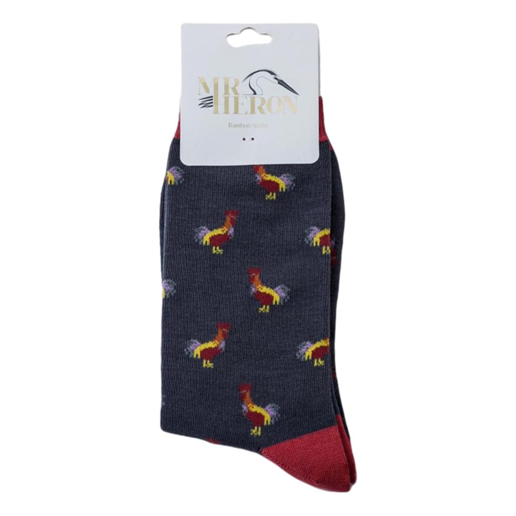 Roosters Charcoal Grey Mens Novelty Ankle Socks Adult One Size image 0