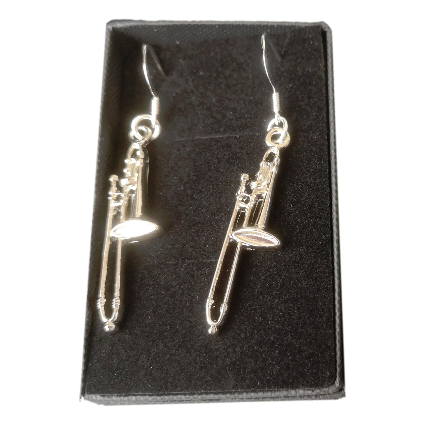 Trombone silver-plated drop hook earrings image 1