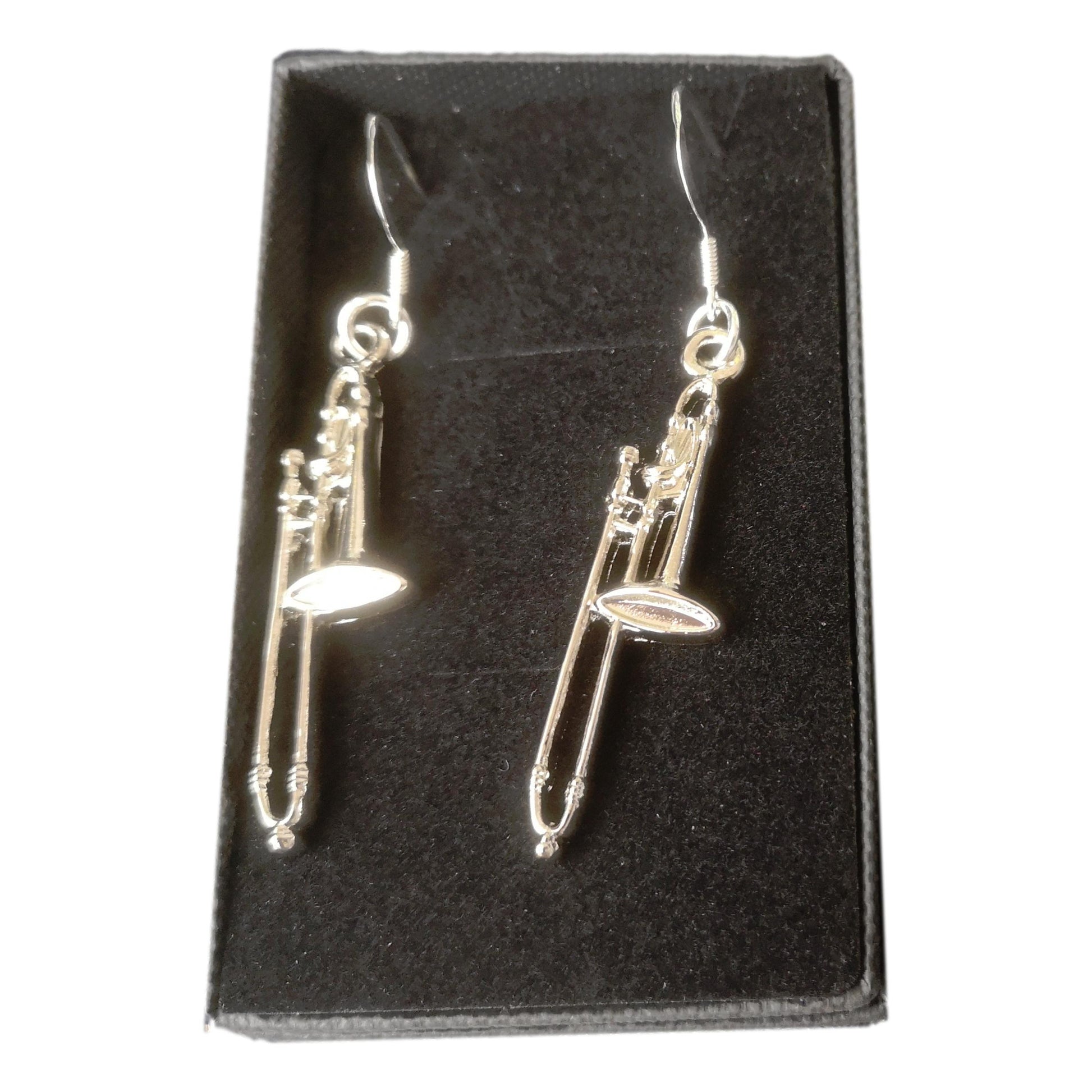 Trombone silver-plated drop hook earrings image 1