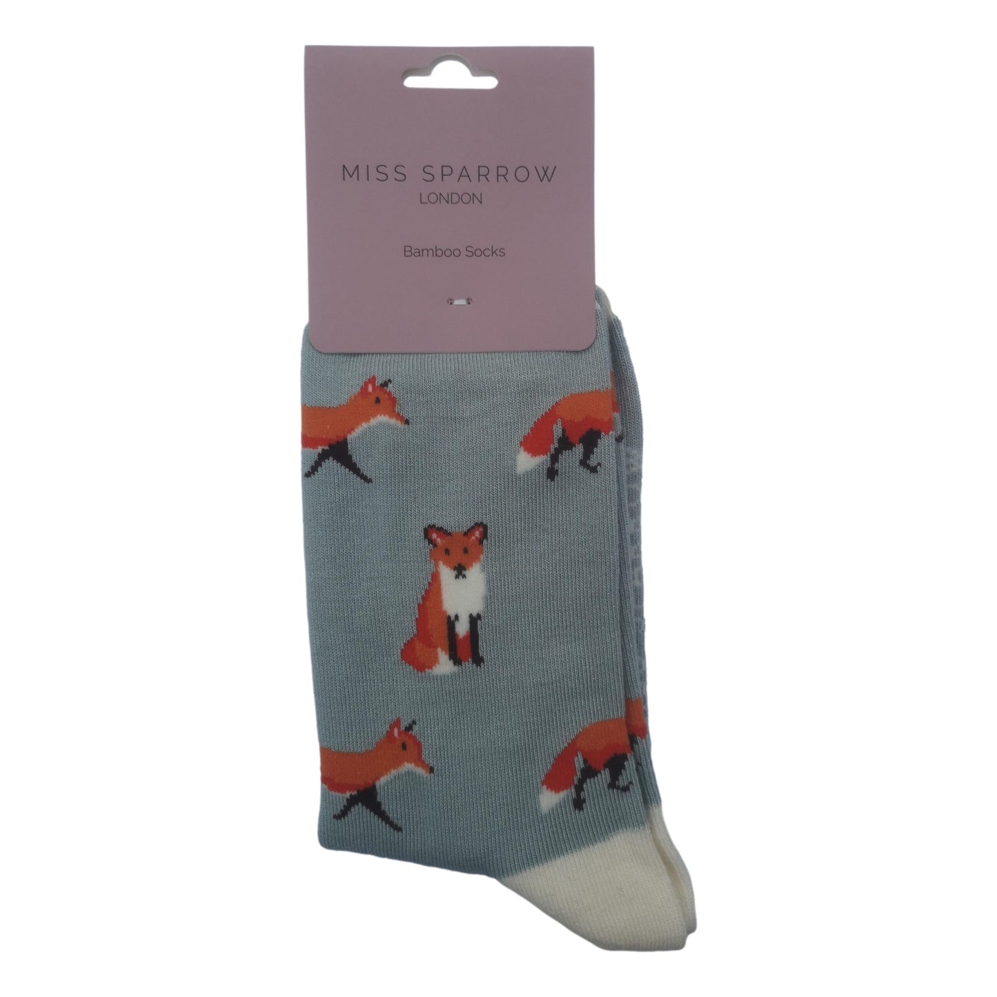 Foxes on Duck Egg Womens Novelty Ankle Socks Adult One Size image 1