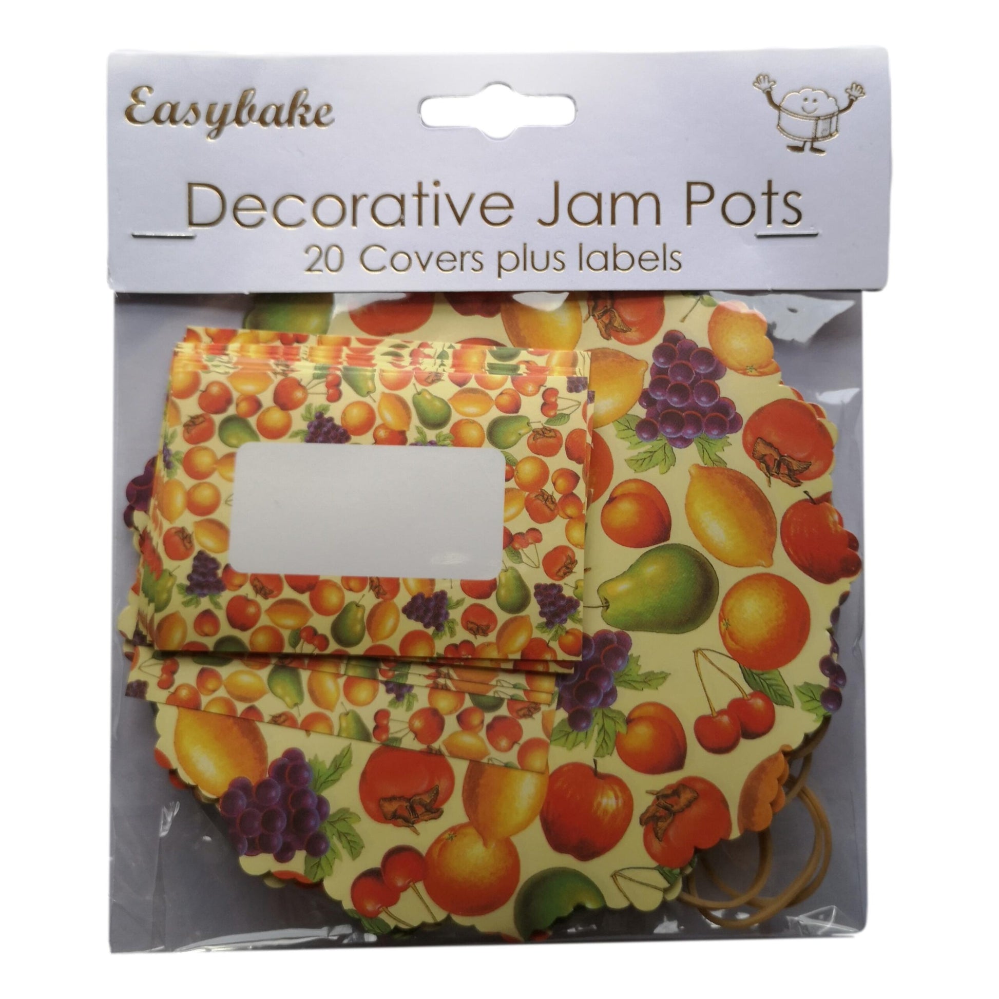 20 Fruit Jam Pot Covers, Wax Discs, Rubber Bands and Self-Adhesive Labels image 0