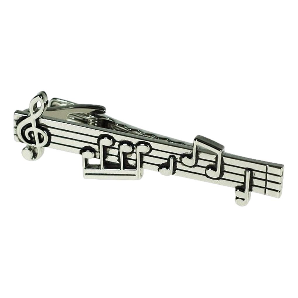 Music Stave Silver-plated Tie Bar/Clip/Slide image 0
