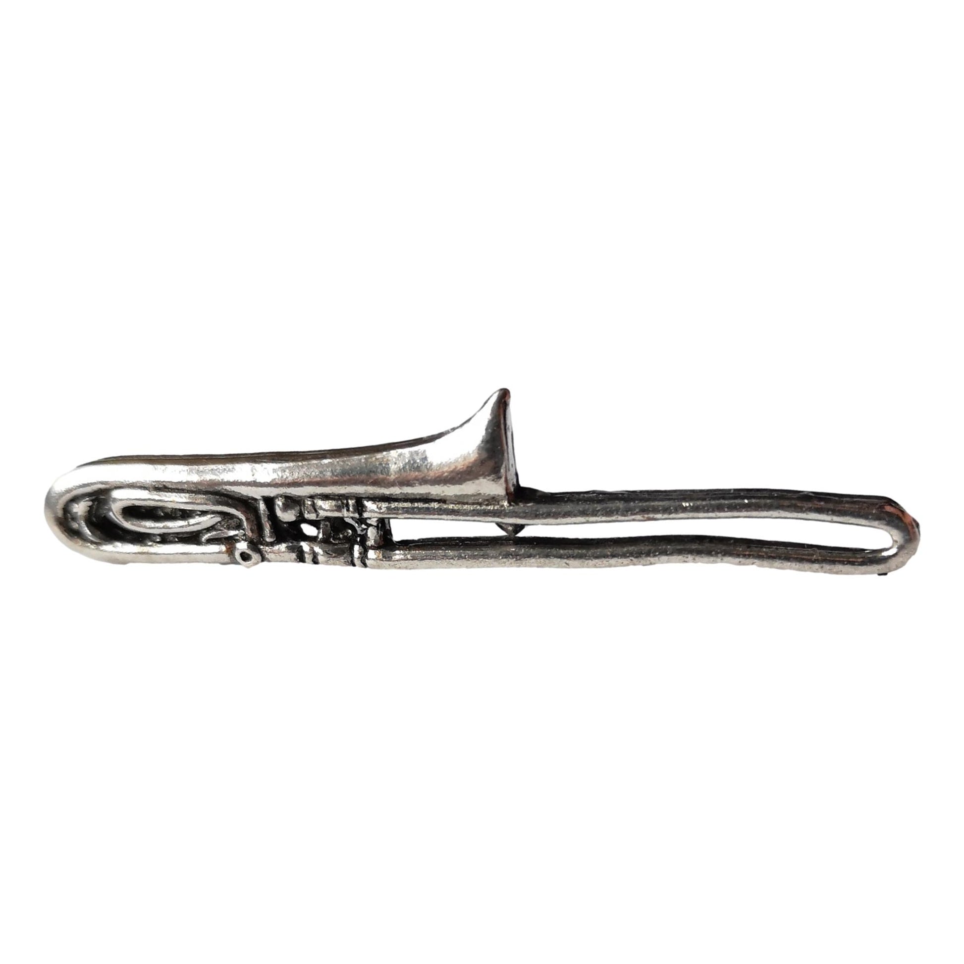 Trombone Jazz Musician polished pewter metal lapel pin image 0