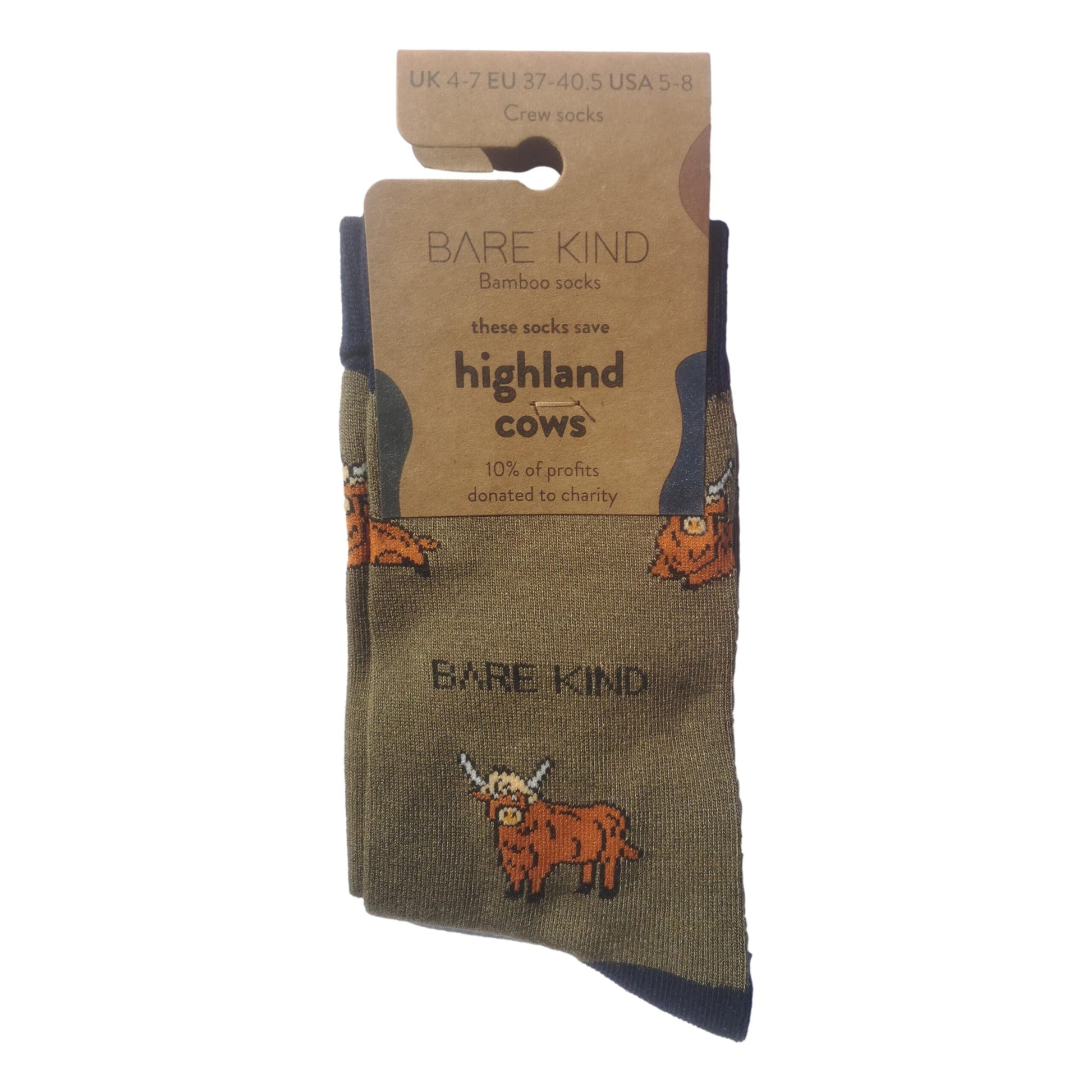 Save The Highland Cows Green Unisex Novelty Ankle Socks Adult UK Size 4-7 image 1