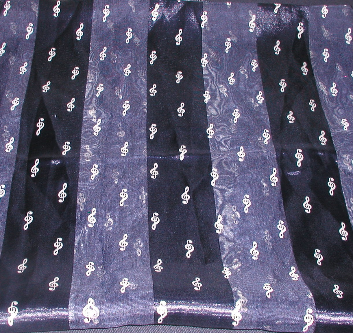 Small Treble Clefs Music navy satin stripe scarf image 1
