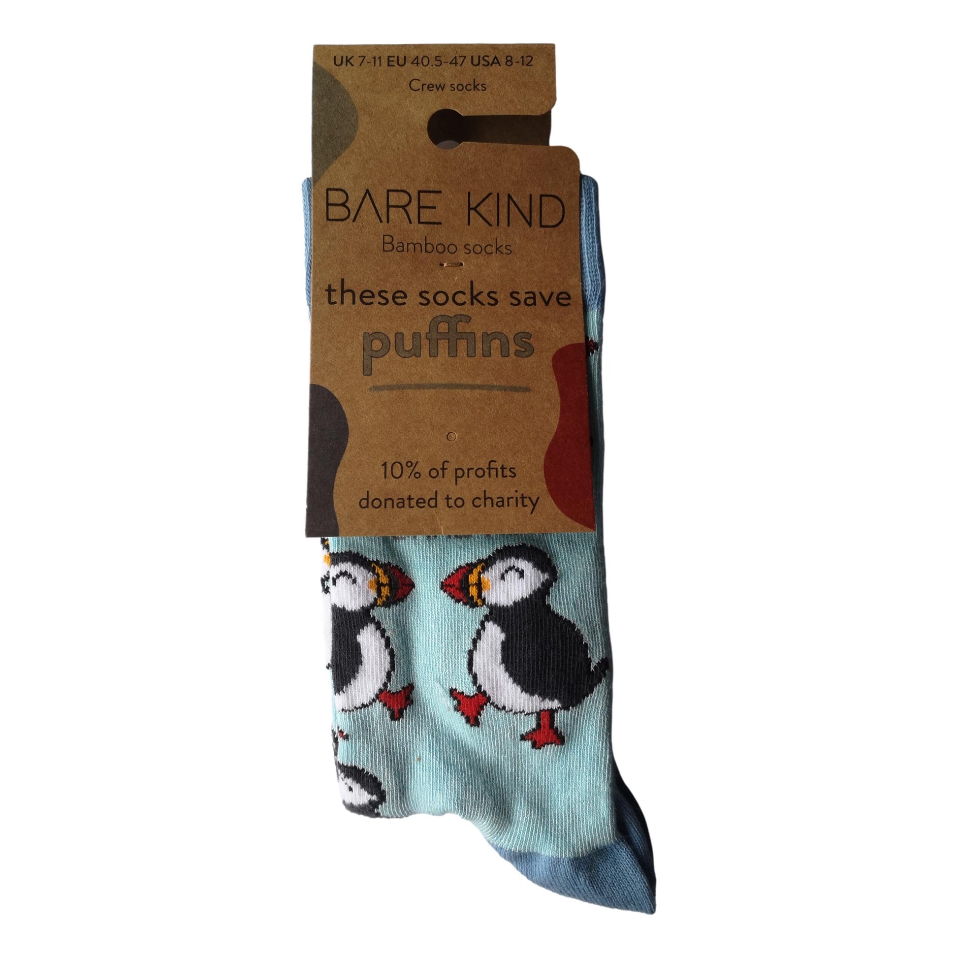 Save The Puffins Sky Blue Unisex Novelty Ankle Socks Adult UK Size 7-11 image 1