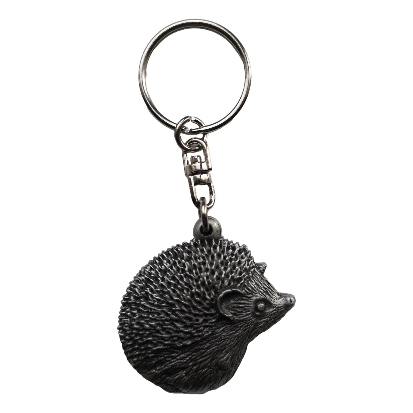 Hedgehog pewter metal keyring image 0