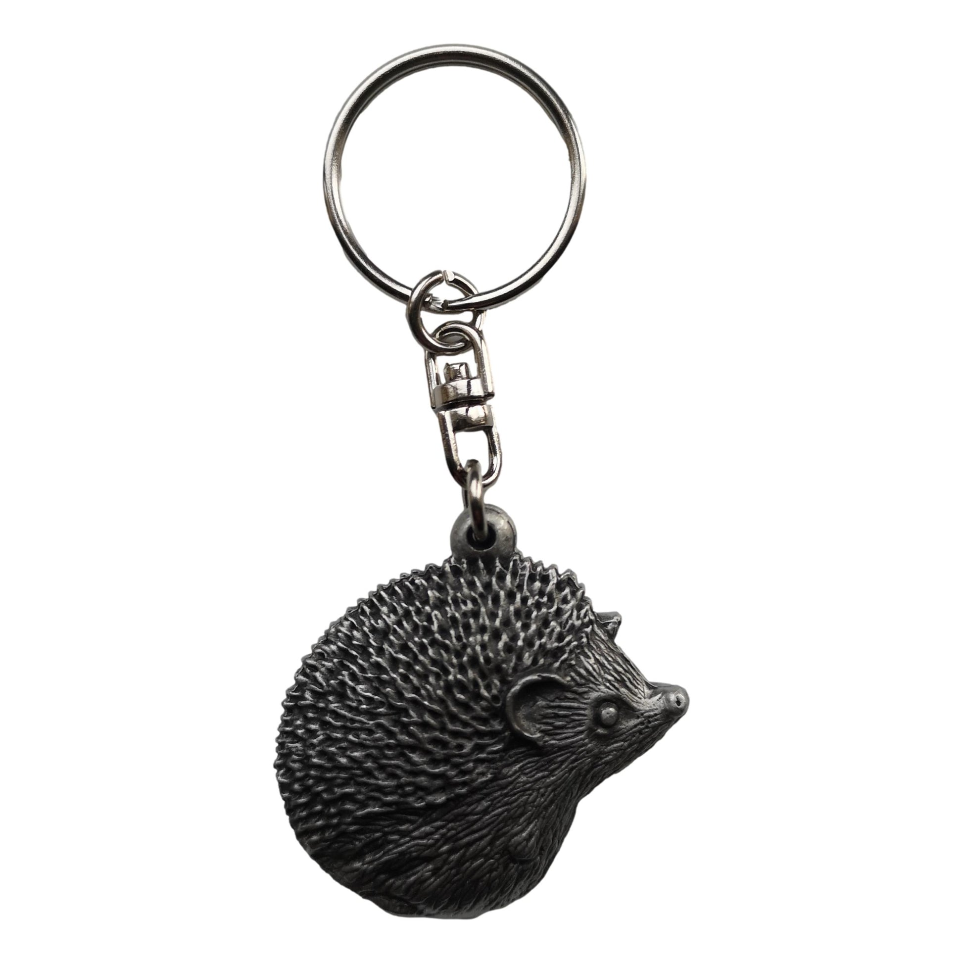 Hedgehog pewter metal keyring image 0