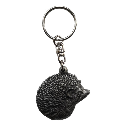 Hedgehog pewter metal keyring image 0