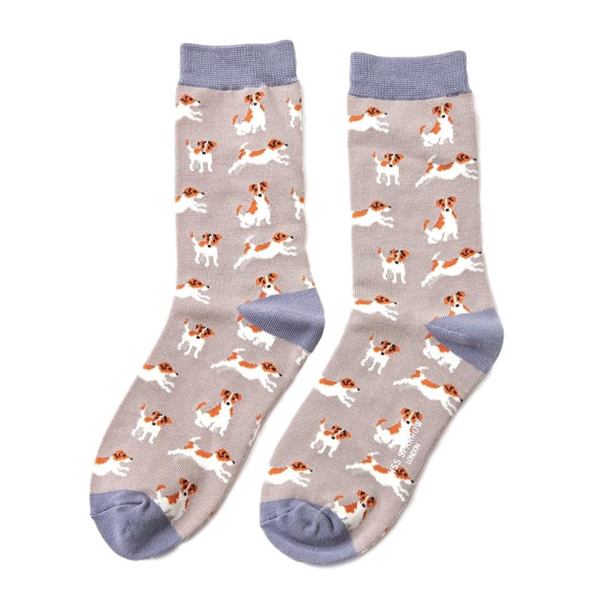 Jack Russell Dog Grey Womens Novelty Ankle Socks Adult One Size image 0