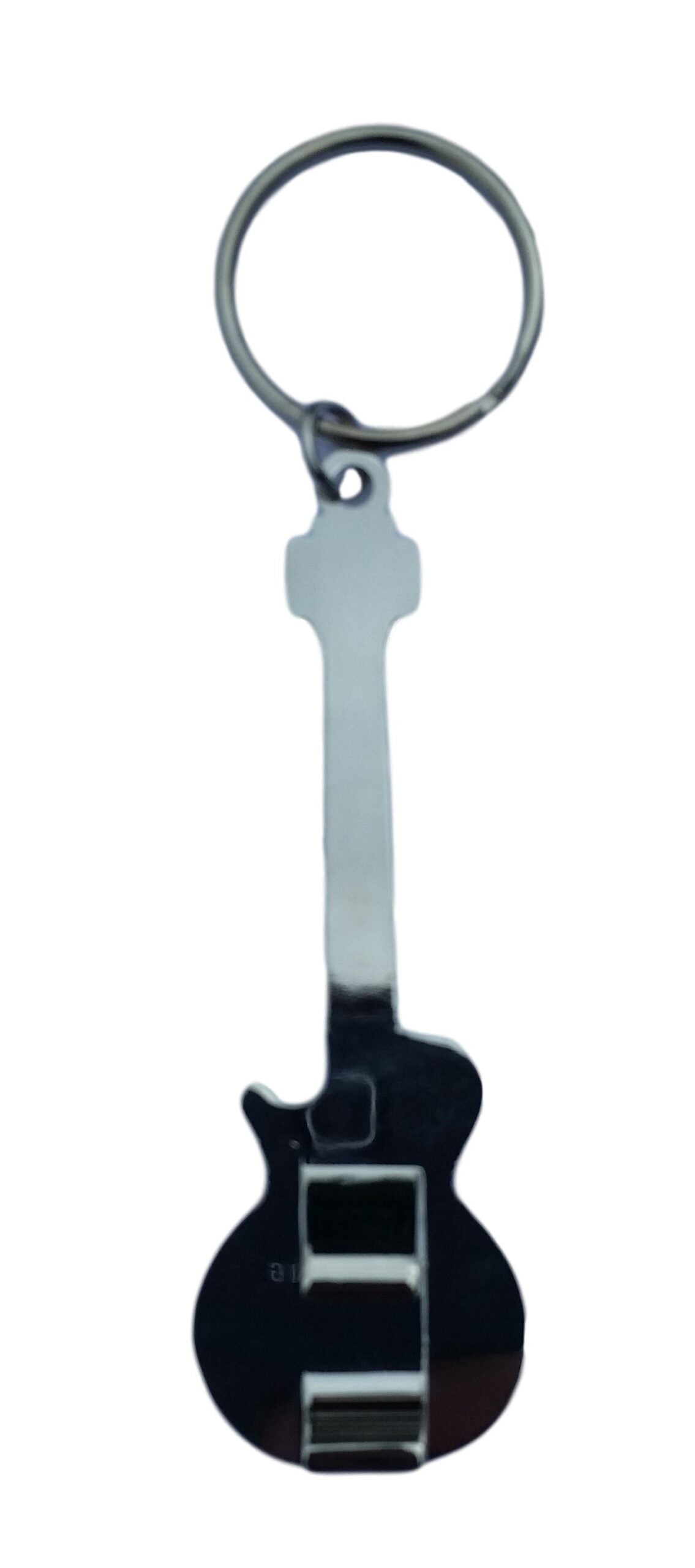 Les Paul Guitar shaped silver-plated keyring bottle opener musician gift image 2
