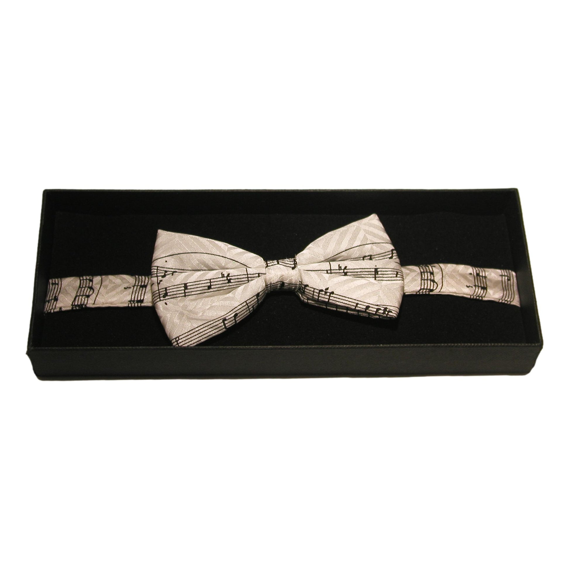 Music Stave White Fancy Silk Bow Tie image 1