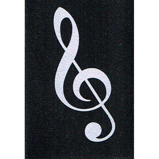 Treble Clef rectangular eraser rubber white on black image 0