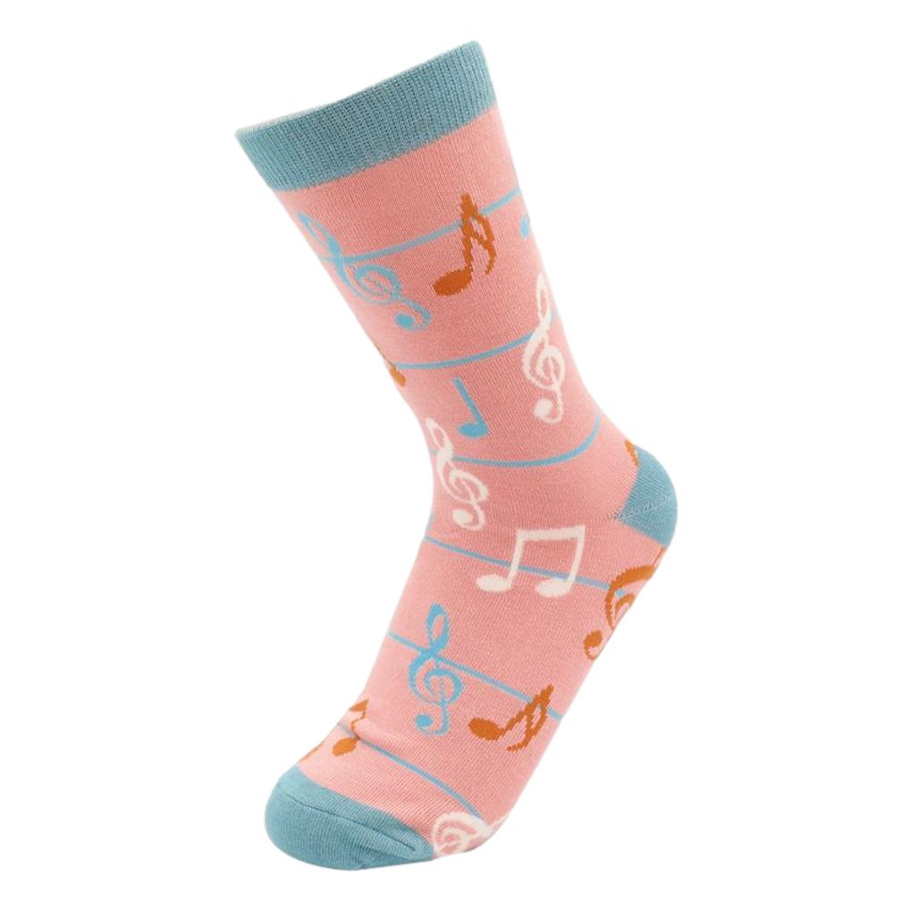Treble Clefs and Music Notes Jazz Dusky Pink Womens Novelty Ankle Socks Adult One Size image 2