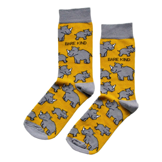Save The Rhinos Yellow Womens Novelty Ankle Socks Adult One Size image 0