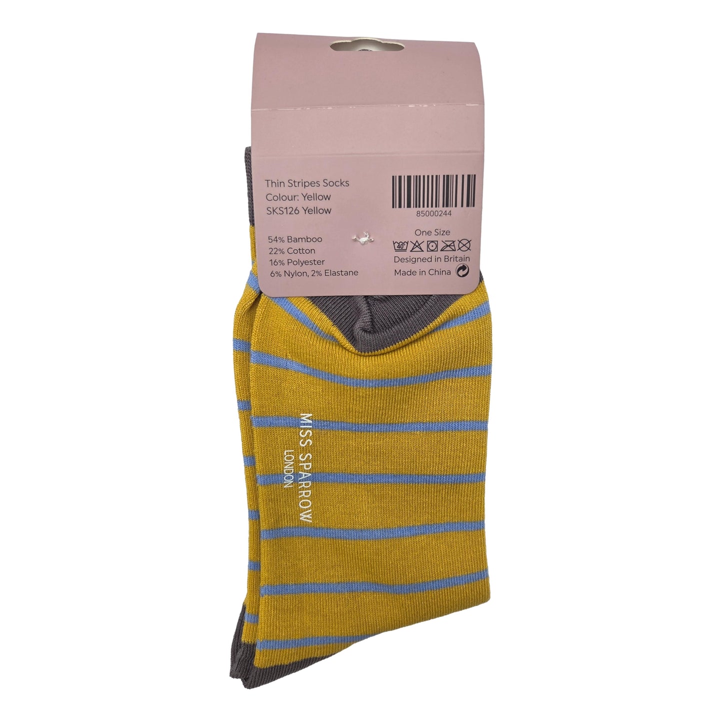 Blue Stripes on Yellow Womens Novelty Ankle Socks Adult One Size