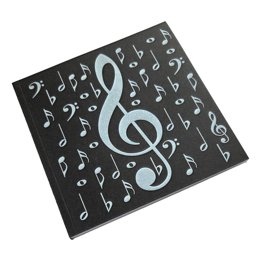 Silver Music Notes on Black Square Journal