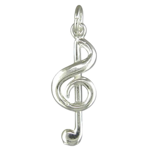 Treble Clef polished sterling silver small pendant image 0