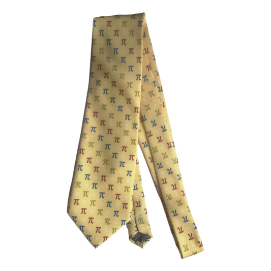 PI Mathematical Symbols Scientist Teacher Student Yellow Polyester Tie sleeved with hook image 0